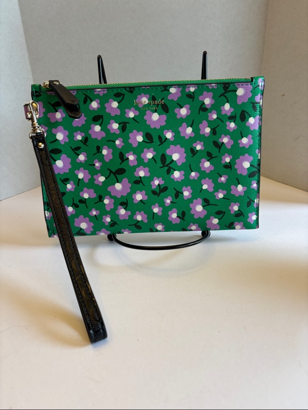 Kate Spade Green Floral Wristlet